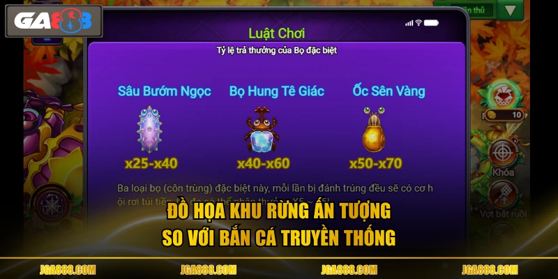 Đồ họa khu rừng ấn tượng so với bắn cá truyền thống